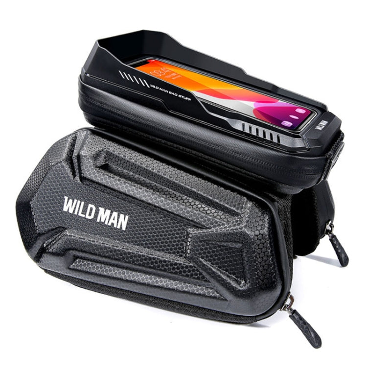 WILD MAN XT6 1.2L Mountain Bike EVA Hard Shell Waterproof Phone Touch Screen Top Tube Bag