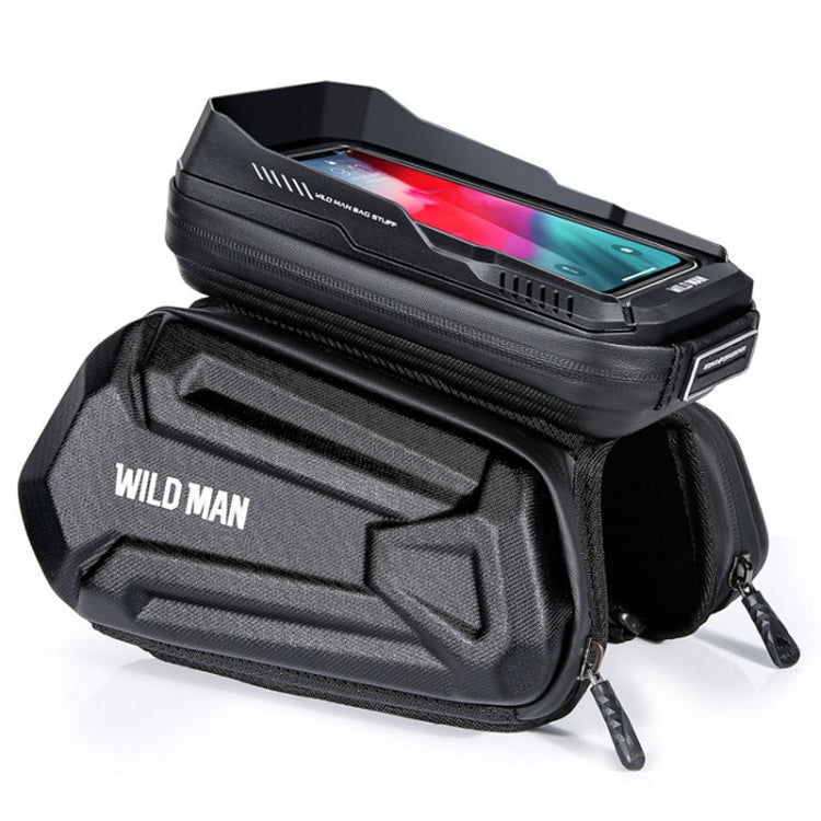 WILD MAN XT6 1.2L Mountain Bike EVA Hard Shell Waterproof Phone Touch Screen Top Tube Bag — XT6 (Twill)