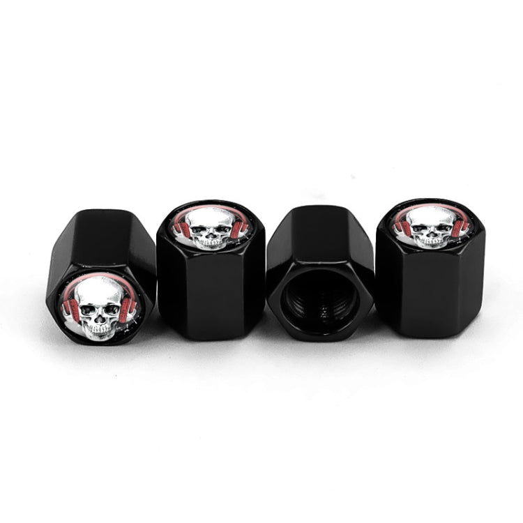 4pcs /Set Headset Skeleton Metal Tire Valve Caps Automobile Universal Modified Valve Covers