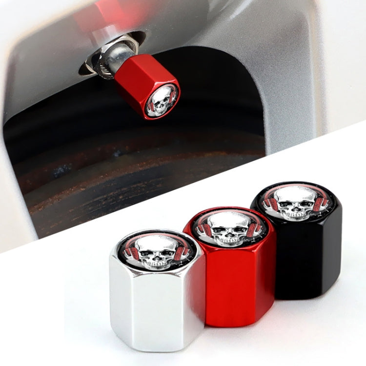 4pcs /Set Headset Skeleton Metal Tire Valve Caps Automobile Universal Modified Valve Covers