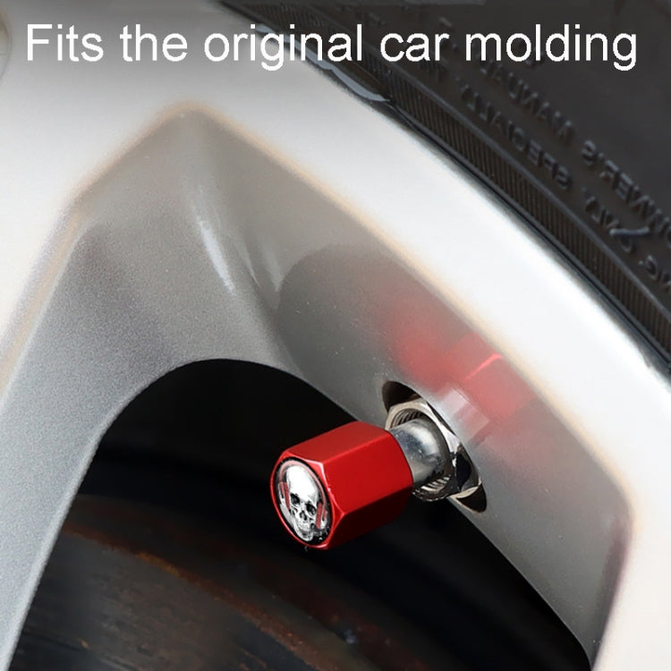 4pcs /Set Headset Skeleton Metal Tire Valve Caps Automobile Universal Modified Valve Covers