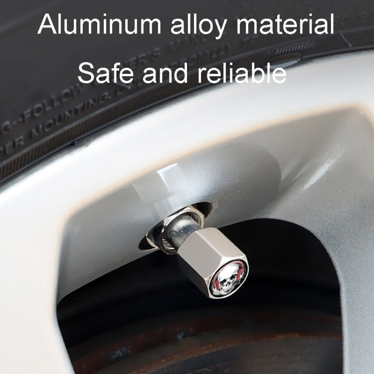 4pcs /Set Headset Skeleton Metal Tire Valve Caps Automobile Universal Modified Valve Covers