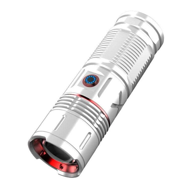 Outdoor White Laser Type-C Charging Telescopic Zoom Flashlight with Power Bank Function