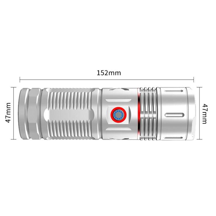 Outdoor White Laser Type-C Charging Telescopic Zoom Flashlight with Power Bank Function