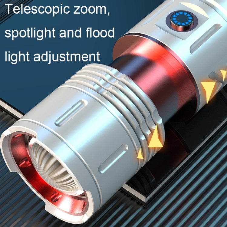 Outdoor White Laser Type-C Charging Telescopic Zoom Flashlight with Power Bank Function