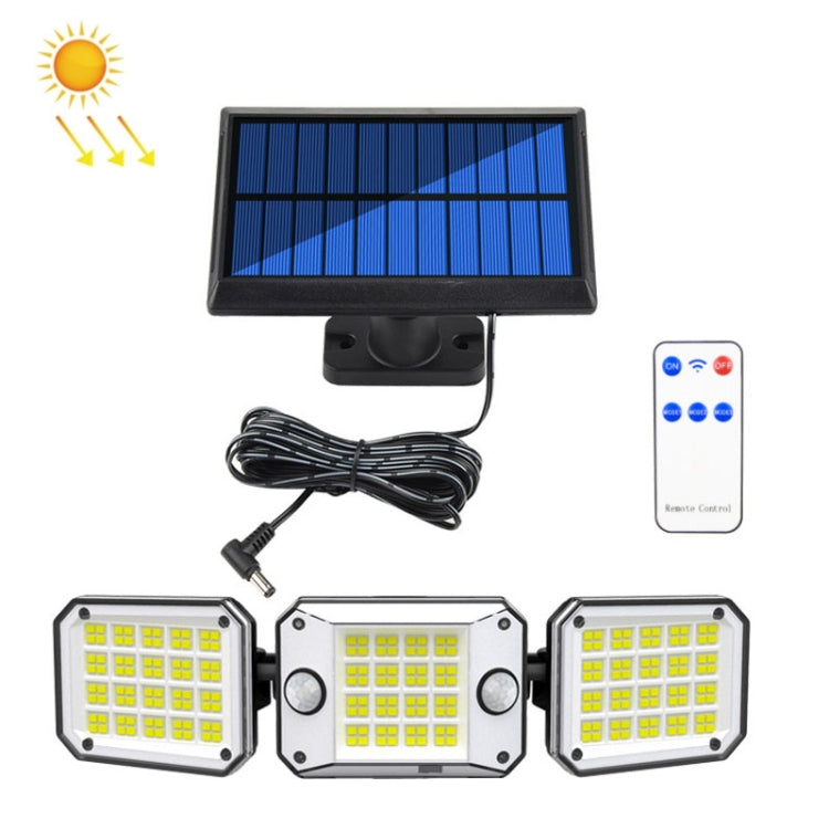 Outdoor Triple Head 224LEDs Dual Sensor Solar Wall Light Rotating Body Sensor Light Garden Home Lighting — Integral