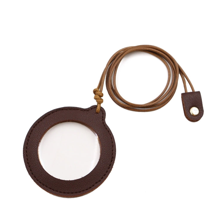 3X Adjustable Hanging Magnifier Portable Elderly Magnifying Glass with Leather Case — Light Brown