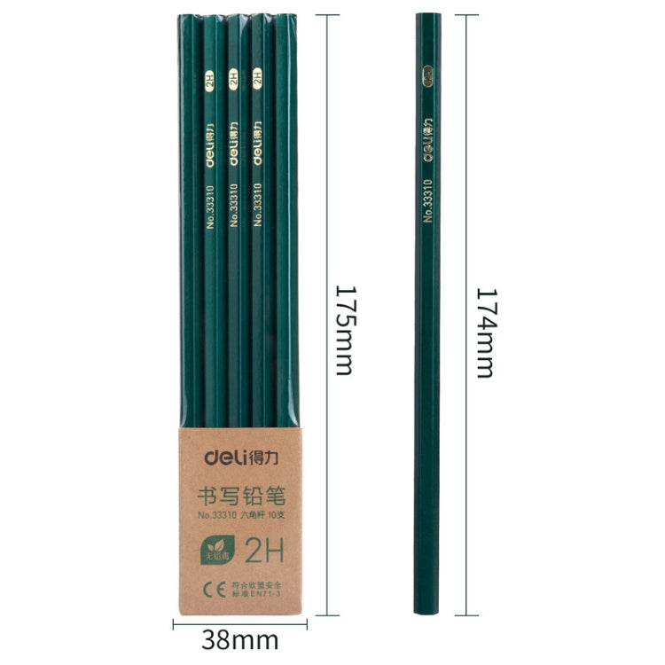 Deli 10pcs /Pack Hexagonal Pencil for Primary School Students — 2B