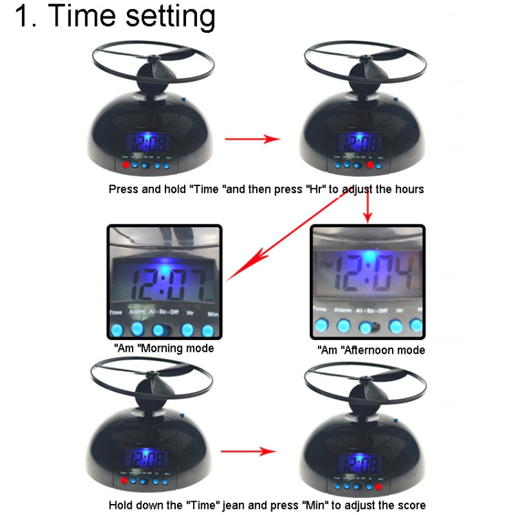 Student Multifunctional LED Flying Alarm Bells Lazy Flying Propeller Digital Alarm Clock — view 6