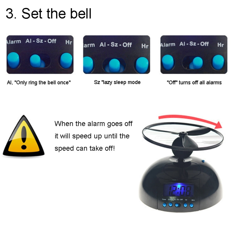 Student Multifunctional LED Flying Alarm Bells Lazy Flying Propeller Digital Alarm Clock — view 8