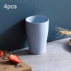 4pcs Wheat Straw Cup Household Plastic Anti-Fall Couple Portable Travel Brushing Cup