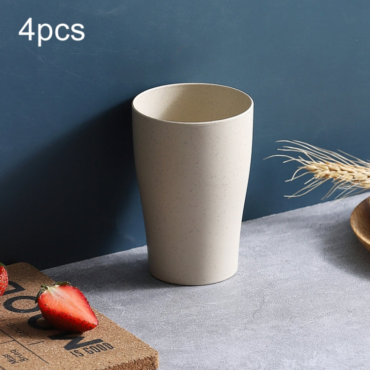 4pcs Wheat Straw Cup Household Plastic Anti-Fall Couple Portable Travel Brushing Cup — Light Blue