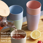 4pcs Wheat Straw Cup Household Plastic Anti-Fall Couple Portable Travel Brushing Cup — view 7
