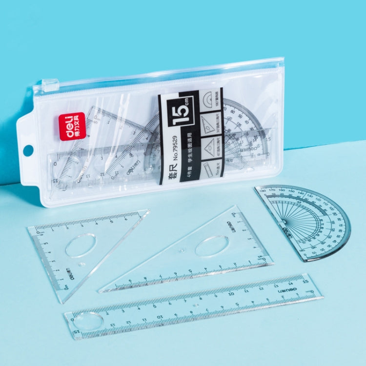 Deli 4-in-1 Ruler Set for Students Ruler Stationery Set