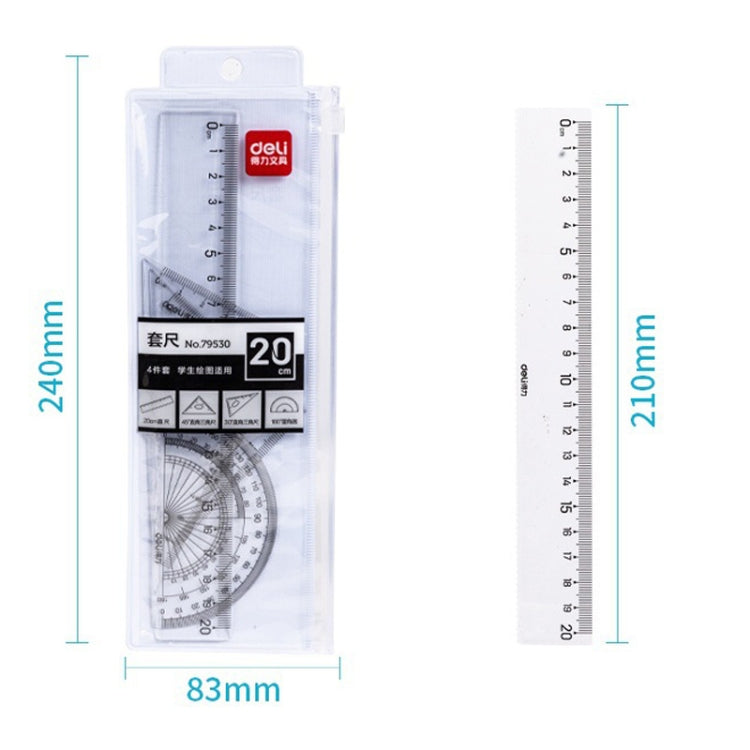 Deli 4-in-1 Ruler Set for Students Ruler Stationery Set