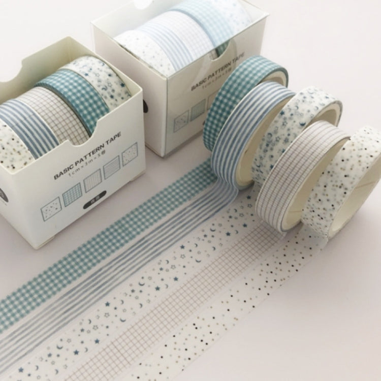 5rolls /Box 3m Washi DIY Decoration Handbook Tape Set — Cyan Dew
