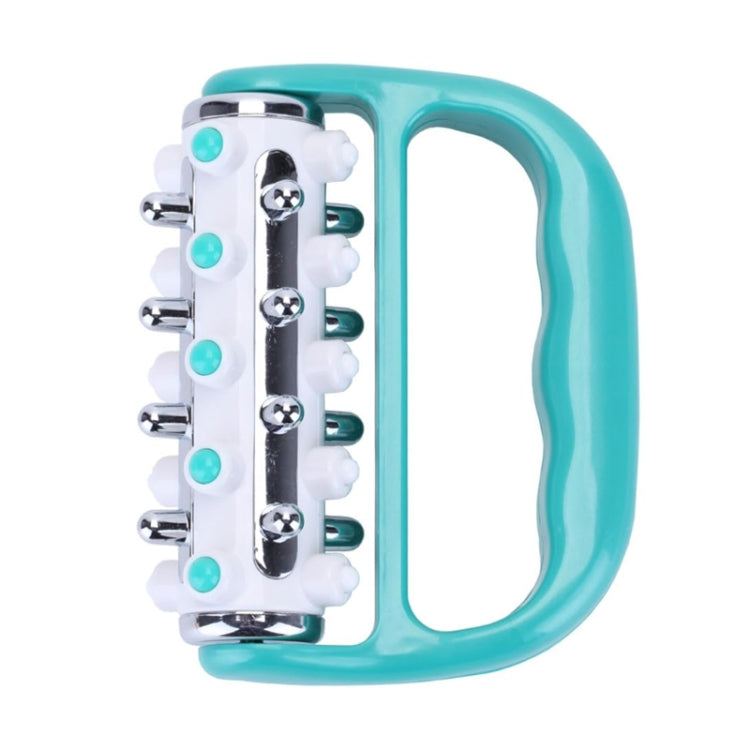 Handheld Curved Five-row Iron Column Roller Soothing Massager — Green