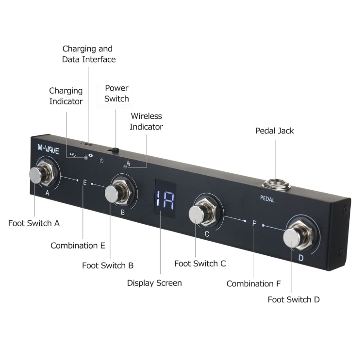 M-VAVE MIDI Bluetooth Controller MIDI Pedal Page Turner Multifunctional Musical Instrument Accessories — view 4