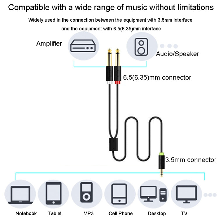 JINGHUA 3.5mm To Dual 6.5mm Audio Cable 1 In 2 Dual Channel Mixer Amplifier Audio Cable