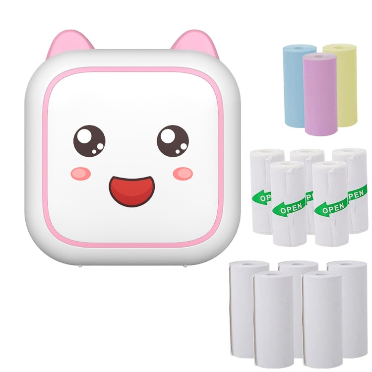 C26 Mini Portable Bluetooth Photo Label Thermal Printer — Blue+5 Paper+5 Stickers+3 Color Paper