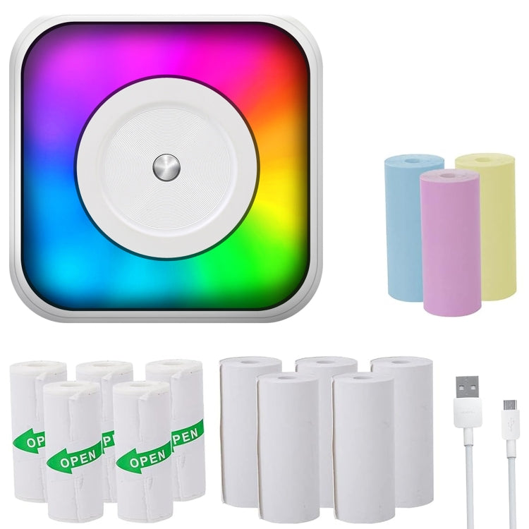 RGB Light Portable Mini Bluetooth Printer Inkless Document Label Printer