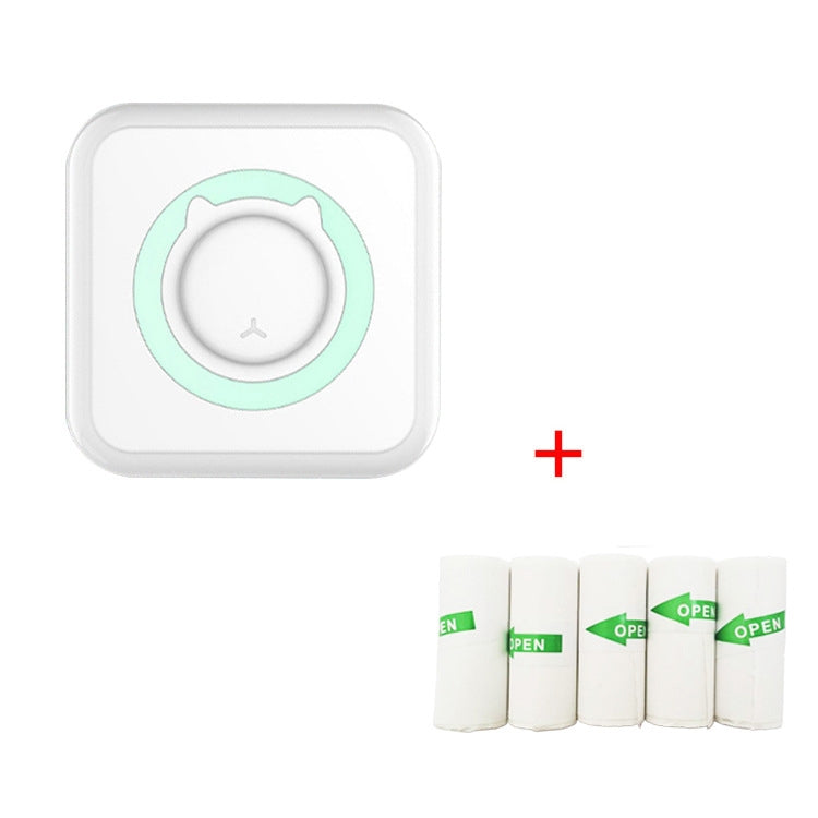 C15 Mini Student Bluetooth Inkless Photo Label Thermal Printer — Pink+5 Paper
