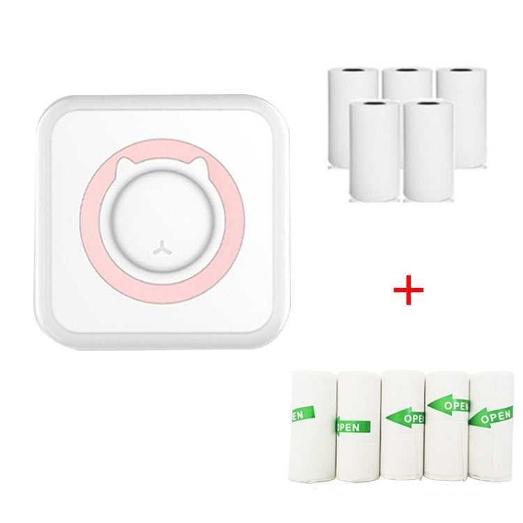 C15 Mini Student Bluetooth Inkless Photo Label Thermal Printer — Green+5 Stickers+5 Paper