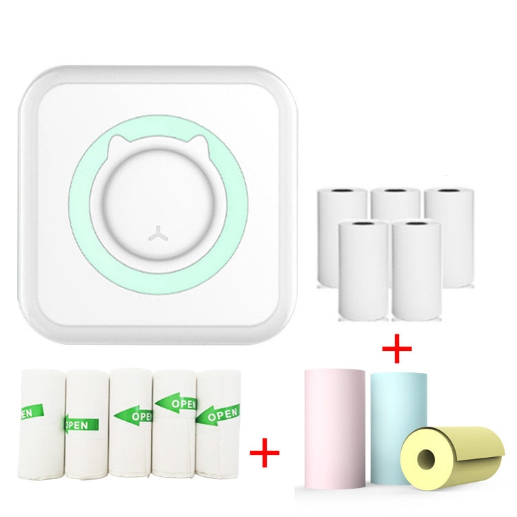 C15 Mini Student Bluetooth Inkless Photo Label Thermal Printer — Pink+5 Stickers+5 Paper
