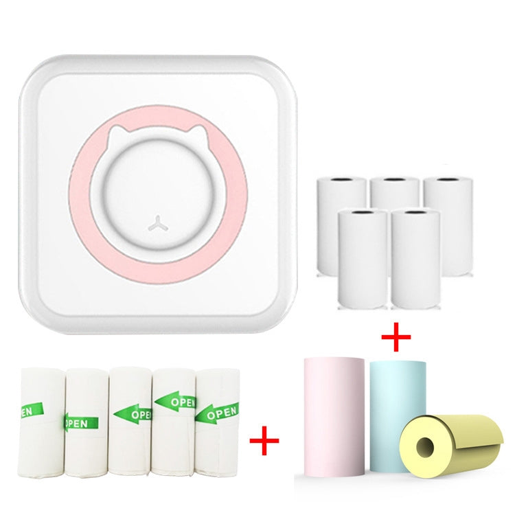 C15 Mini Student Bluetooth Inkless Photo Label Thermal Printer — Green+5 Stickers+5 Paper+3 Color Paper