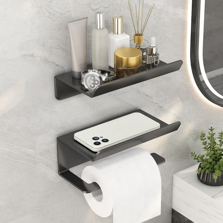Bathroom Roll Paper Holder No-Punch Cell Phone Storage Shelf — Paper Rack (Gray)