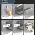 Bathroom Roll Paper Holder No-Punch Cell Phone Storage Shelf — view 16