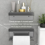 Bathroom Roll Paper Holder No-Punch Cell Phone Storage Shelf — view 10