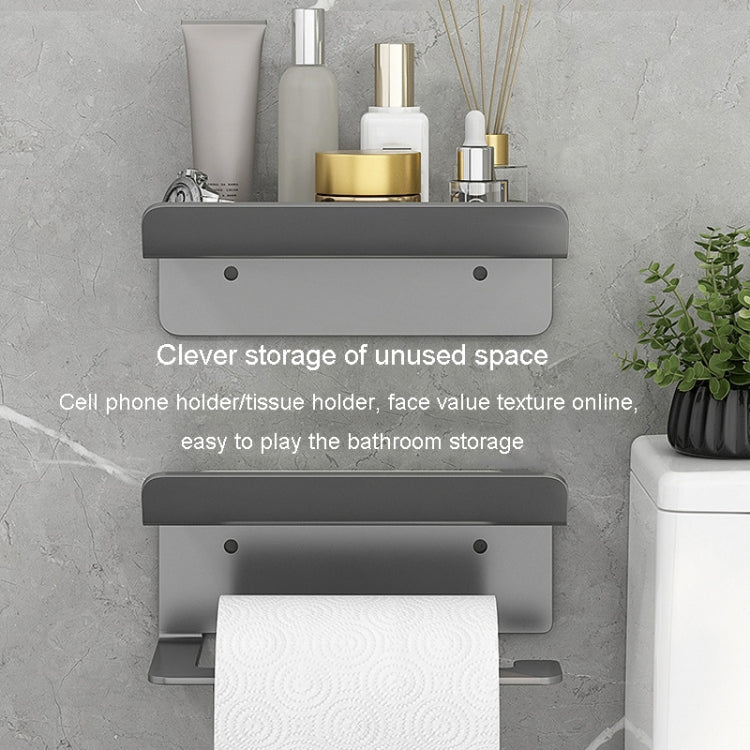 Bathroom Roll Paper Holder No-Punch Cell Phone Storage Shelf — view 10