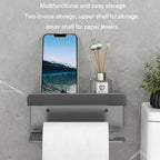 Bathroom Roll Paper Holder No-Punch Cell Phone Storage Shelf — view 11
