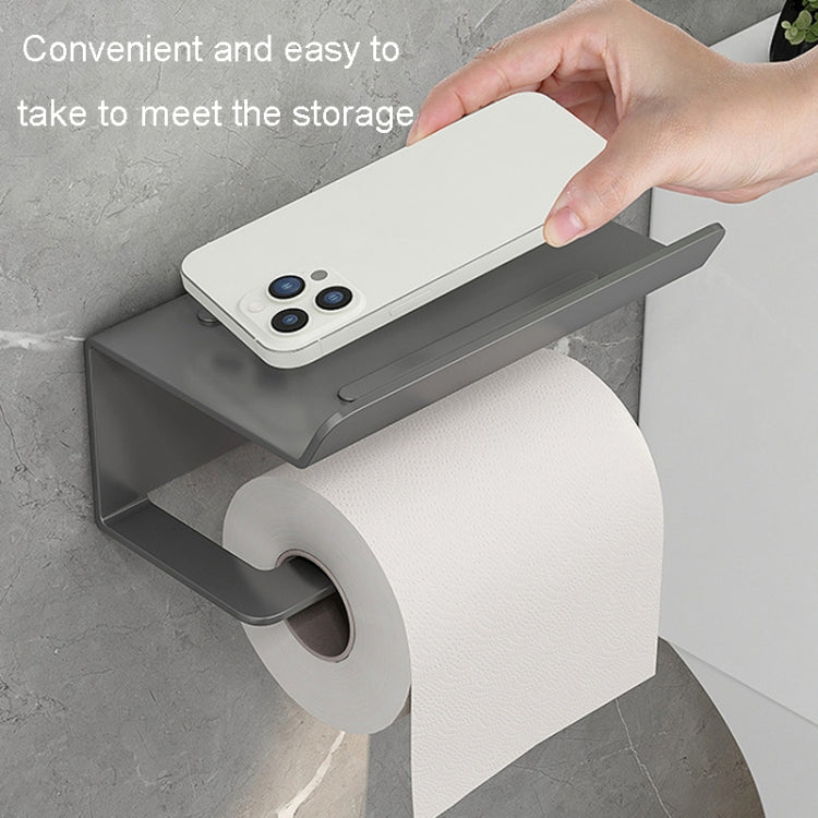 Bathroom Roll Paper Holder No-Punch Cell Phone Storage Shelf — view 12