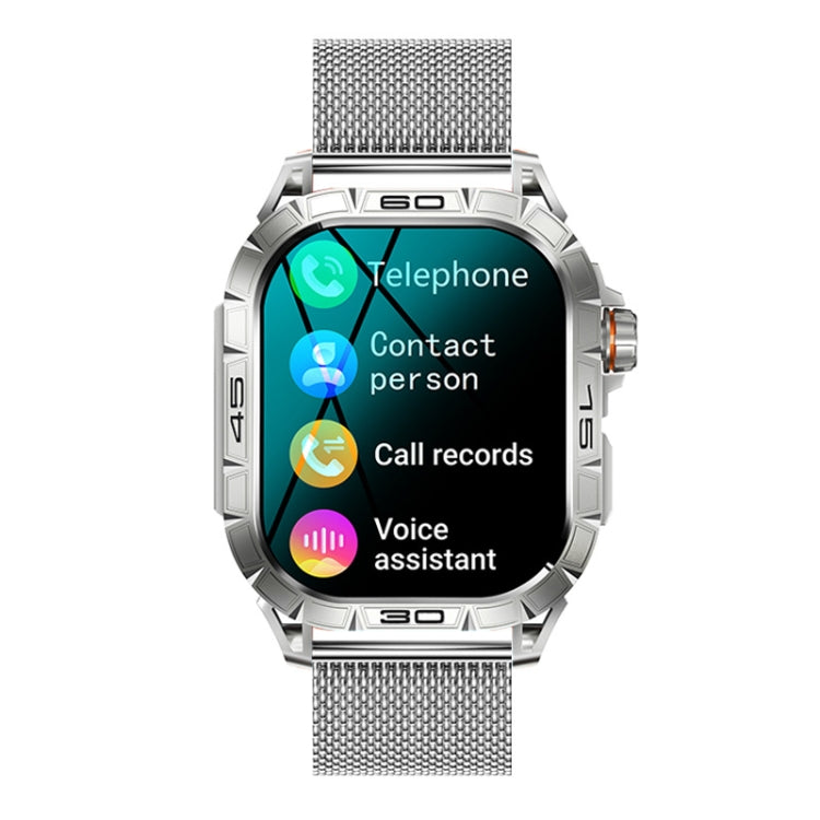 K63 1.96-Inch Heart Rate/Blood Oxygen Monitoring Bluetooth Call Sports Smart Watch — Black Steel