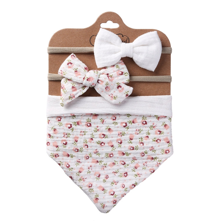 3 In 1 Baby Drooling Towel Cotton Printed Double Sided Triangle Towel Headband Set Waterproof Bibs — DP069-2