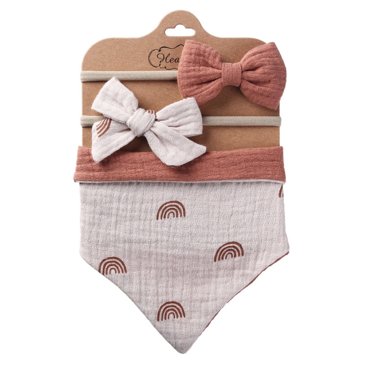 3 In 1 Baby Drooling Towel Cotton Printed Double Sided Triangle Towel Headband Set Waterproof Bibs — DP069-5