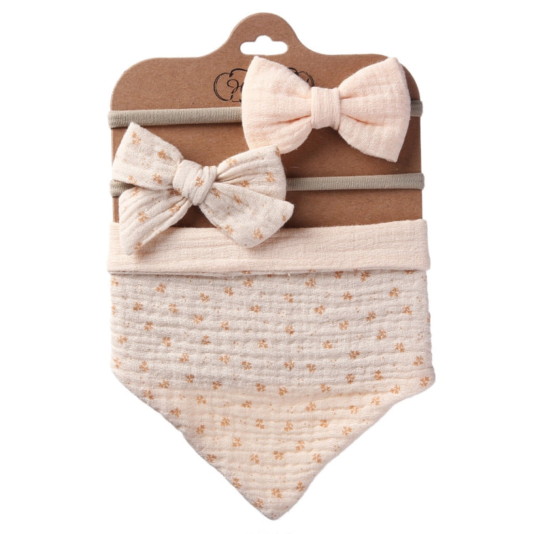3 In 1 Baby Drooling Towel Cotton Printed Double Sided Triangle Towel Headband Set Waterproof Bibs — DP069-6
