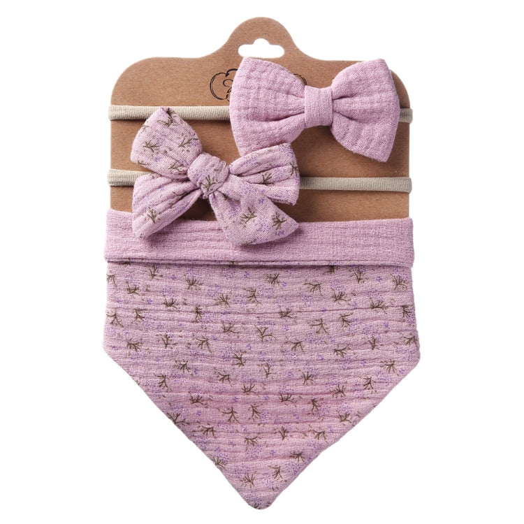3 In 1 Baby Drooling Towel Cotton Printed Double Sided Triangle Towel Headband Set Waterproof Bibs — DP069-9