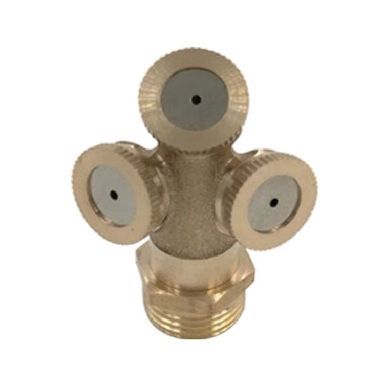 Copper Three Hole Agricultural Sprayer Horticulture Seedling Irrigation Dust Removal Cooling Fogging Nozzle — 4 Points Inner Thread