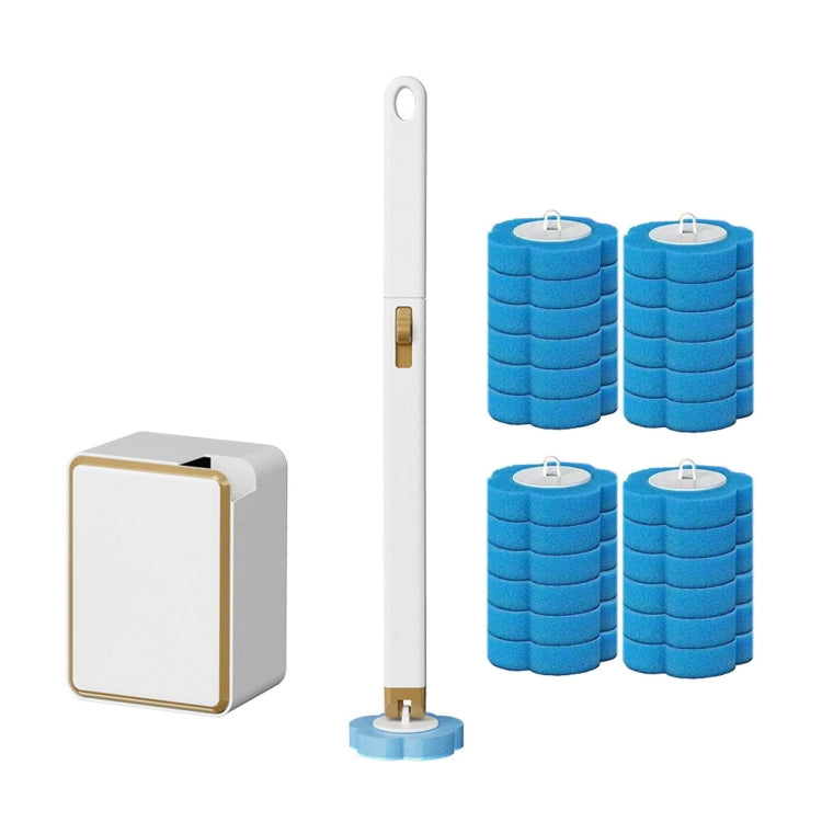 Disposable Toilet Brush Set Wall-mounted Throwable Bathroom Cleaning Brush With Cleaning Solution — With 12pcs Marine Incense Brush Head