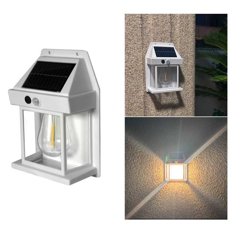 Solar Outdoor Tungsten Wall Light 3 Modes Body Sensing Waterproof Garden Villa Night Light — Regular Black