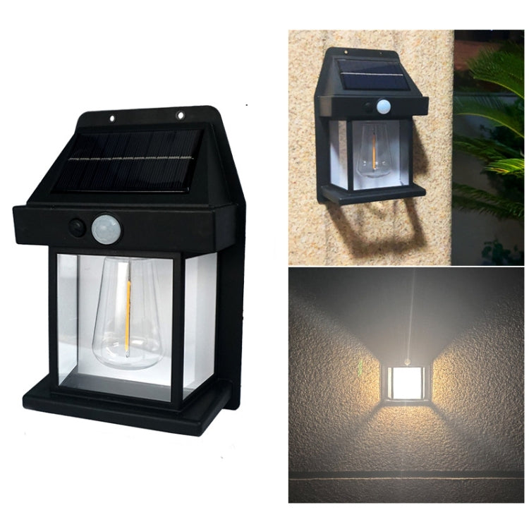 Solar Outdoor Tungsten Wall Light 3 Modes Body Sensing Waterproof Garden Villa Night Light — Regular White