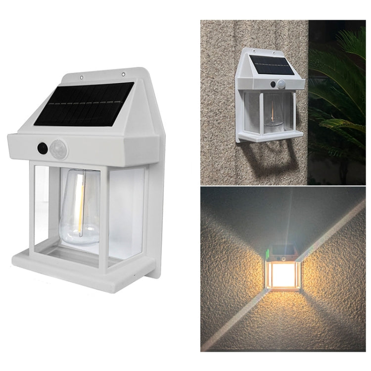 Solar Outdoor Tungsten Wall Light 3 Modes Body Sensing Waterproof Garden Villa Night Light — Large Black