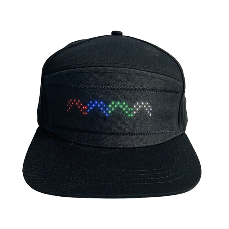 LED Luminous Advertising Hat DIY Words Pixel Lighting Rechargeable Bluetooth APP Control Scrolling Message Flexible Cap — Mixed Color Letter Red