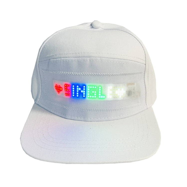 LED Luminous Advertising Hat DIY Words Pixel Lighting Rechargeable Bluetooth APP Control Scrolling Message Flexible Cap — Mixed Color Letter Black