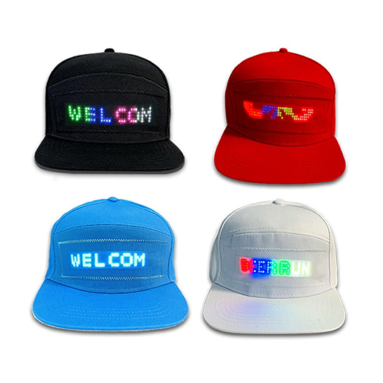 LED Luminous Advertising Hat DIY Words Pixel Lighting Rechargeable Bluetooth APP Control Scrolling Message Flexible Cap — Mixed Color Letter White