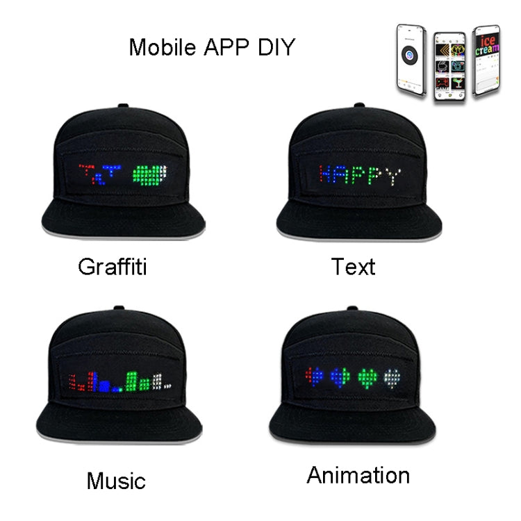 LED Luminous Advertising Hat DIY Words Pixel Lighting Rechargeable Bluetooth APP Control Scrolling Message Flexible Cap — view 7