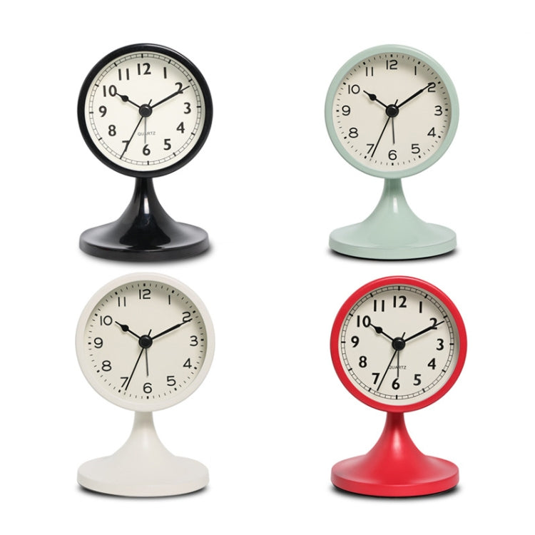 Metal Retro Silent Table Alarm Clock Student Bedside Clock With Night Light — Black